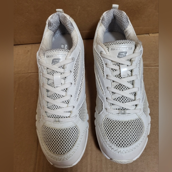 Skechers Sports Flex Sole Stride White/Silver Sneaker Women Size 7.5 - Picture 4 of 9
